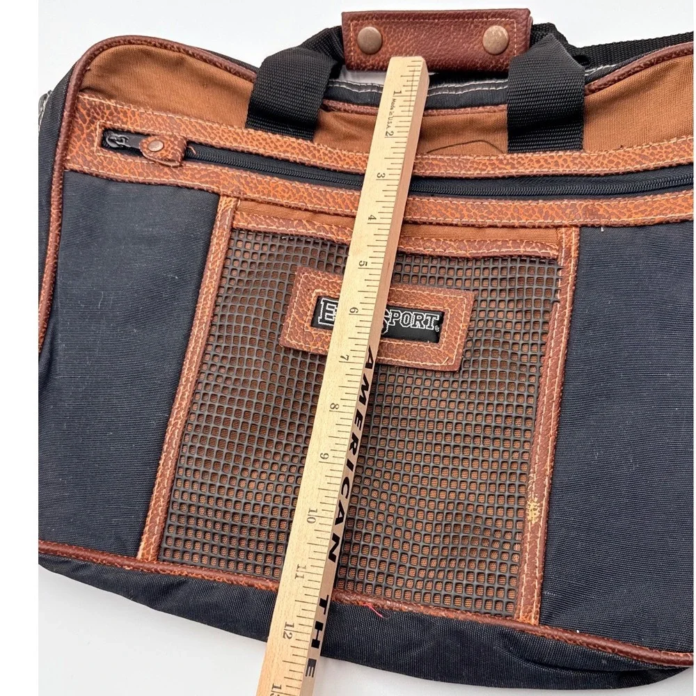 Vintage Eastsport Laptop Messenger Bag Black Brown‎ Canvas Tech Briefcase 90s